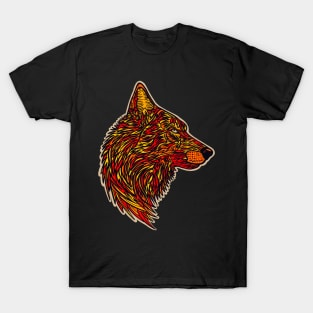 Wolf side profile design #3 - fire version T-Shirt